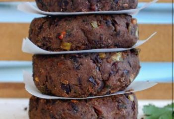 Black Bean Burger w/ Oven Roasted Red Potatoes