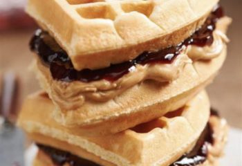 Buttermilk Protein Waffles with PB&J
